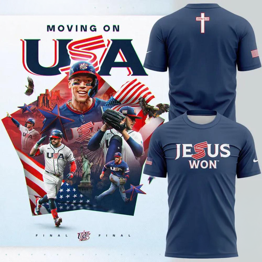 USA Team Baseball Jesus Won John 16 33 Navy T Shirt