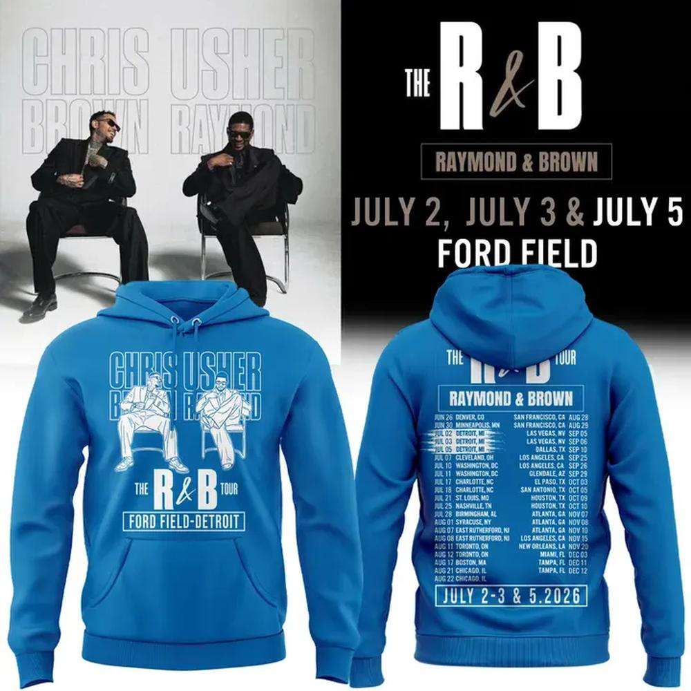 Usher Raymond Chris Brown Blue RB Concert Hoodie