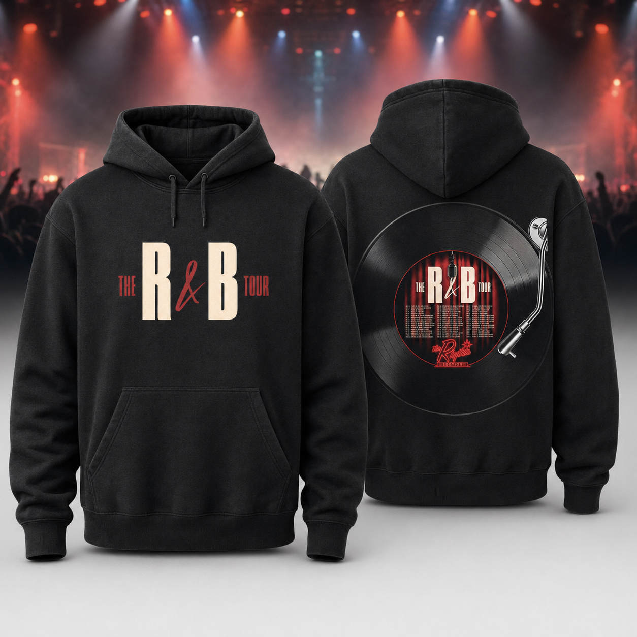 Usher Raymond R&B Tour Black Vinyl Record Graphic Tote Hoodie Gift for Music Fans