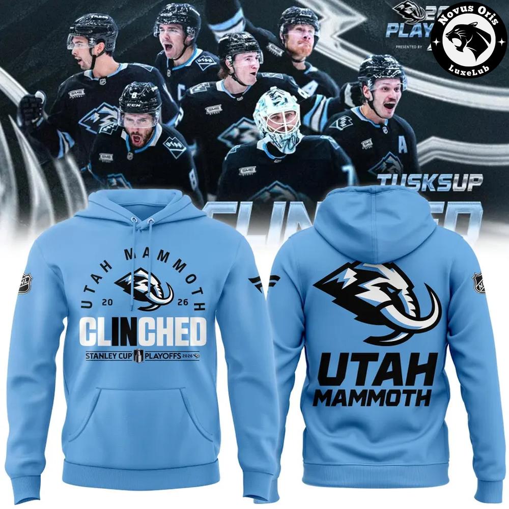 Utah Mammoth 2026 Stanley Cup Playoffs Clinched Light Blue Hoodie 1 - Unicasport Utah Mammoth 2026 Stanley Cup Playoffs Clinched Light Blue Hoodie