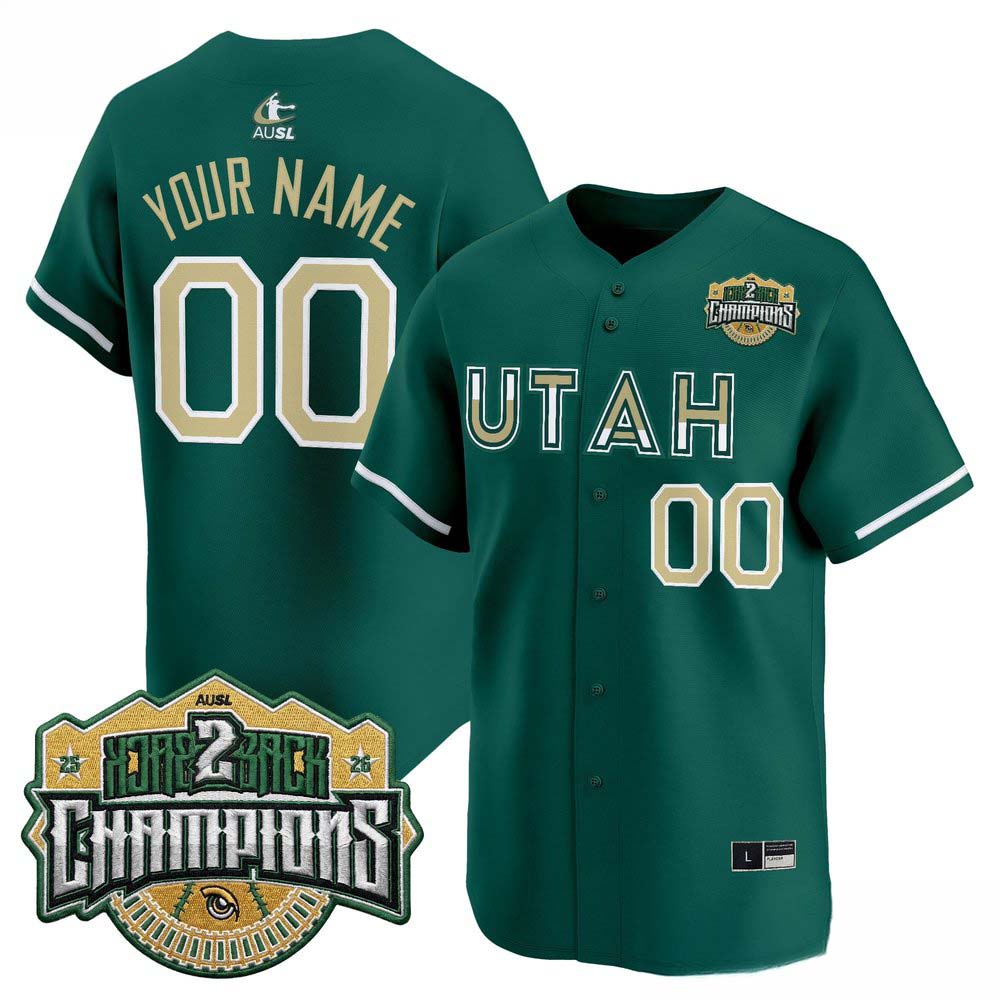 Utah Utes Back To Back Athletes Unlimited A U S L Champions Green Custom Baseball Jersey 1 - Unicasport Utah Utes Back To Back Athletes Unlimited A U S L Champions Green Custom Baseball Jersey