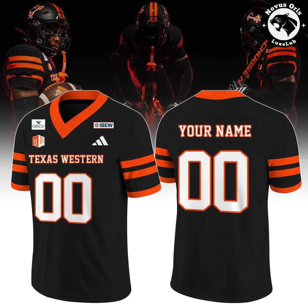 UTEP Miners Texas Western 2026 Blackout Custom Football Jersey 1 - Unicasport UTEP Miners Texas Western 2026 Blackout Custom Football Jersey