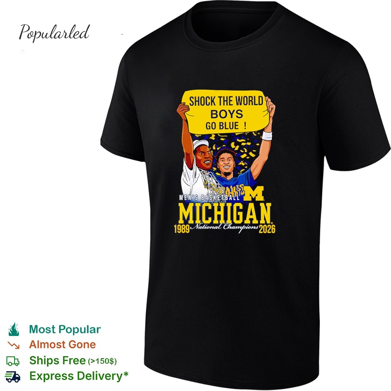 Valiant University of Michigan Mens Basketball 2025-2026 National Champions Yaxel Lendeborg and Glen Rice Shock The World shirt