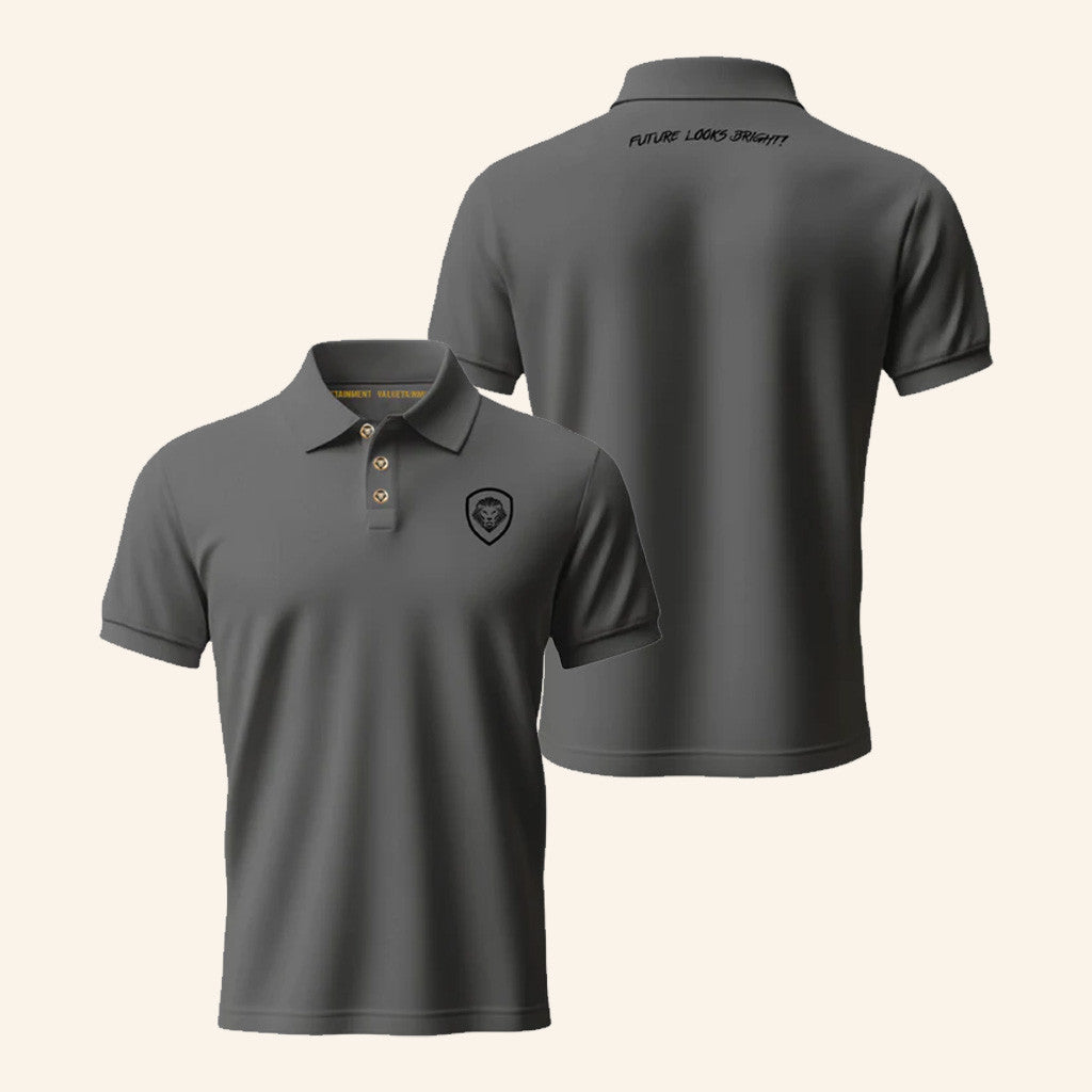 Valuetainment Merch Lion Shield Polo Shirt Future Looks Bright Golf Shirt Gifts For Husband