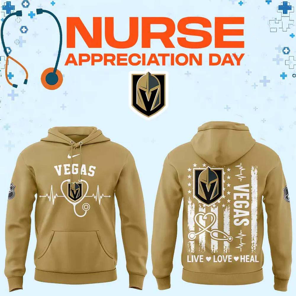 Vegas Golden Knights Nurse Appreciation Day 2026 Tan Stethoscope Graphic Hoodie