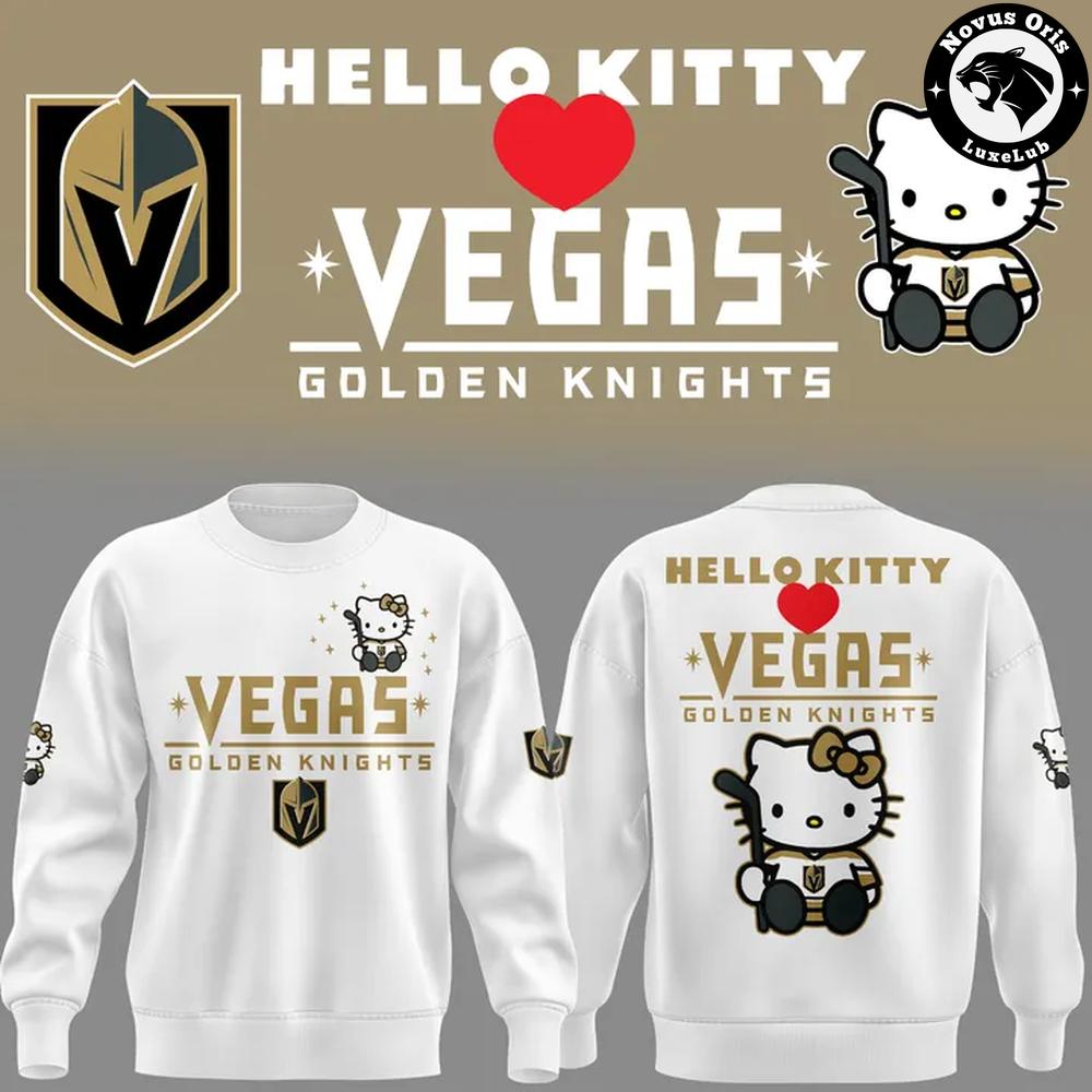 Vegas Golden Knights x Hello Kitty Hockey Cute Limited Edition Sweatshirt 1 - Unicasport Vegas Golden Knights x Hello Kitty Hockey Cute Limited Edition Sweatshirt
