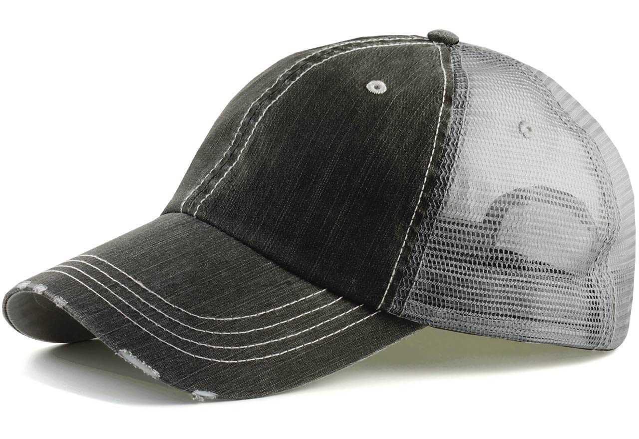 Vintage Low Profile Trucker Hat for Big Heads Black 2026