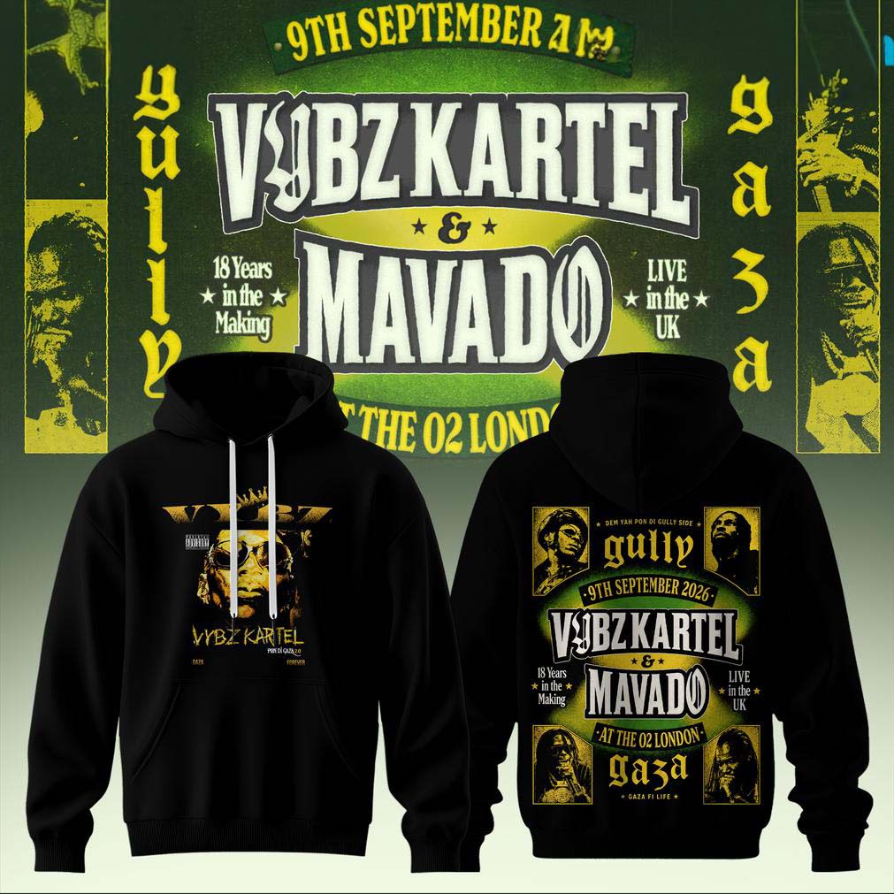 Vybz Kartel x Mavado Gaza vs Gully Graphic Black Hoodie - Unique Gift Idea for Dancehall Fans