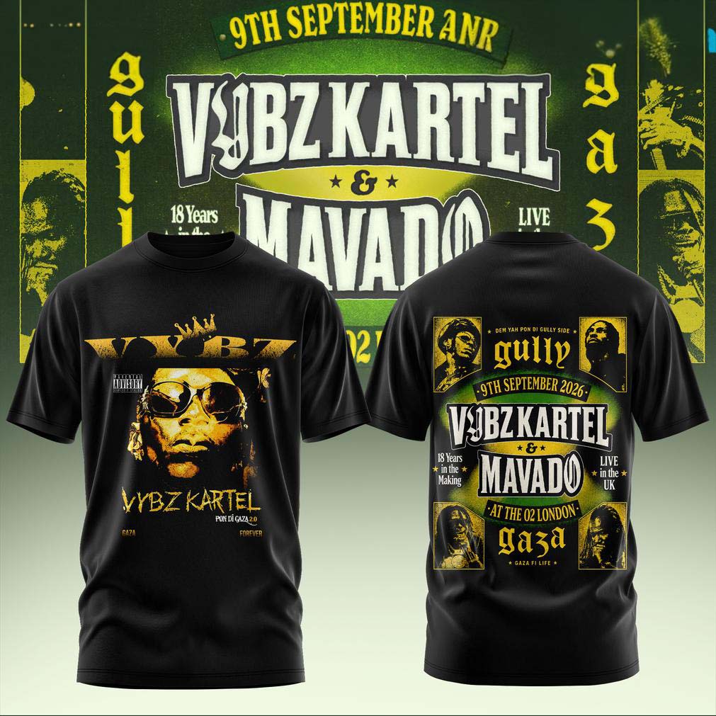 Vybz Kartel x Mavado Gaza vs Gully Graphic Black T Shirt - Best Gift for Fans