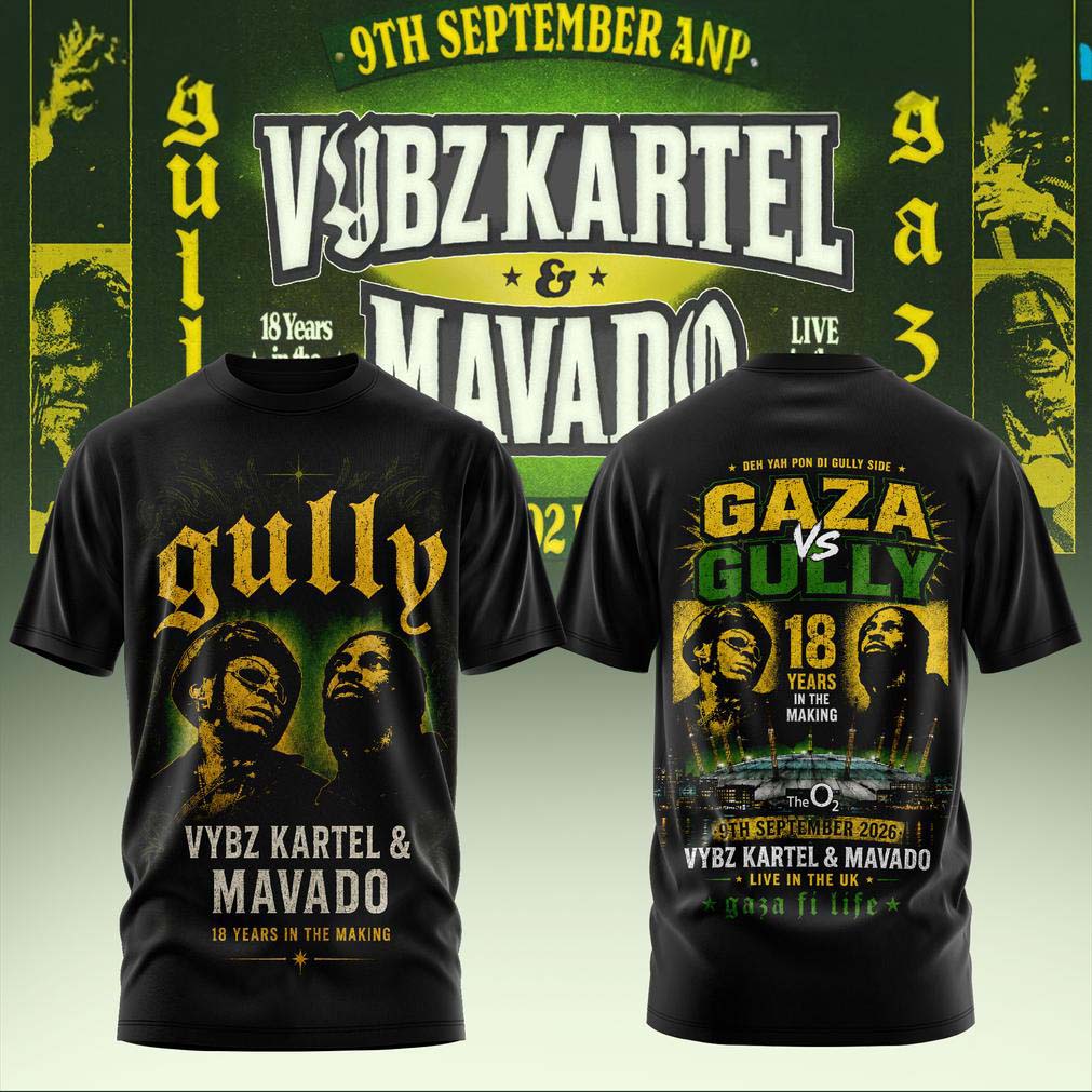 Vybz Kartel x Mavado Gully vs Gaza Black Graphic Tee - Best Gift for Fans