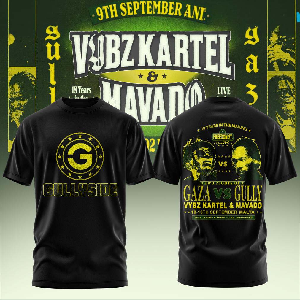 Vybz Kartel x Mavado Gullyside Gaza Black T-Shirt - Best Gift for Fans