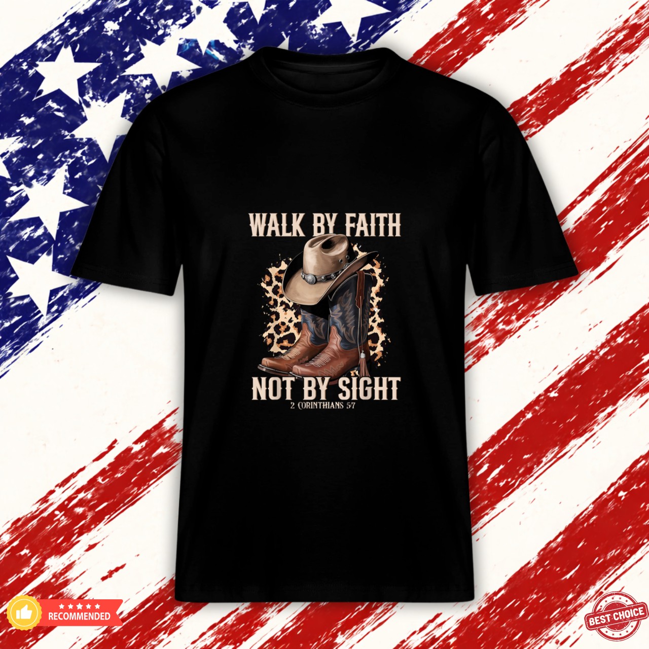 Walk by Faith Not by Sight Cowboy Cowgirl Western Christian Graphic Shirt