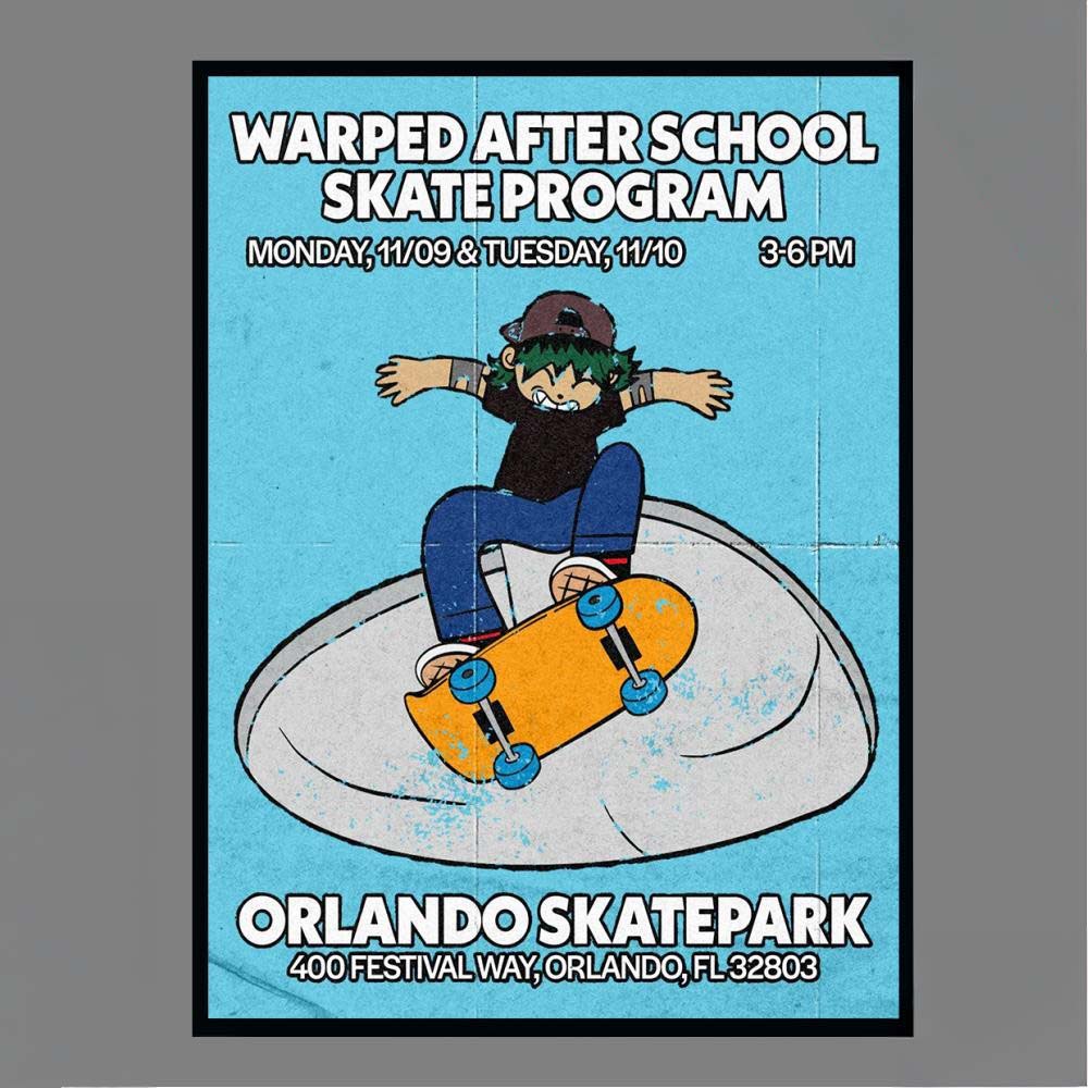 Warped After School Skate Program Orlando Skatepark Poster