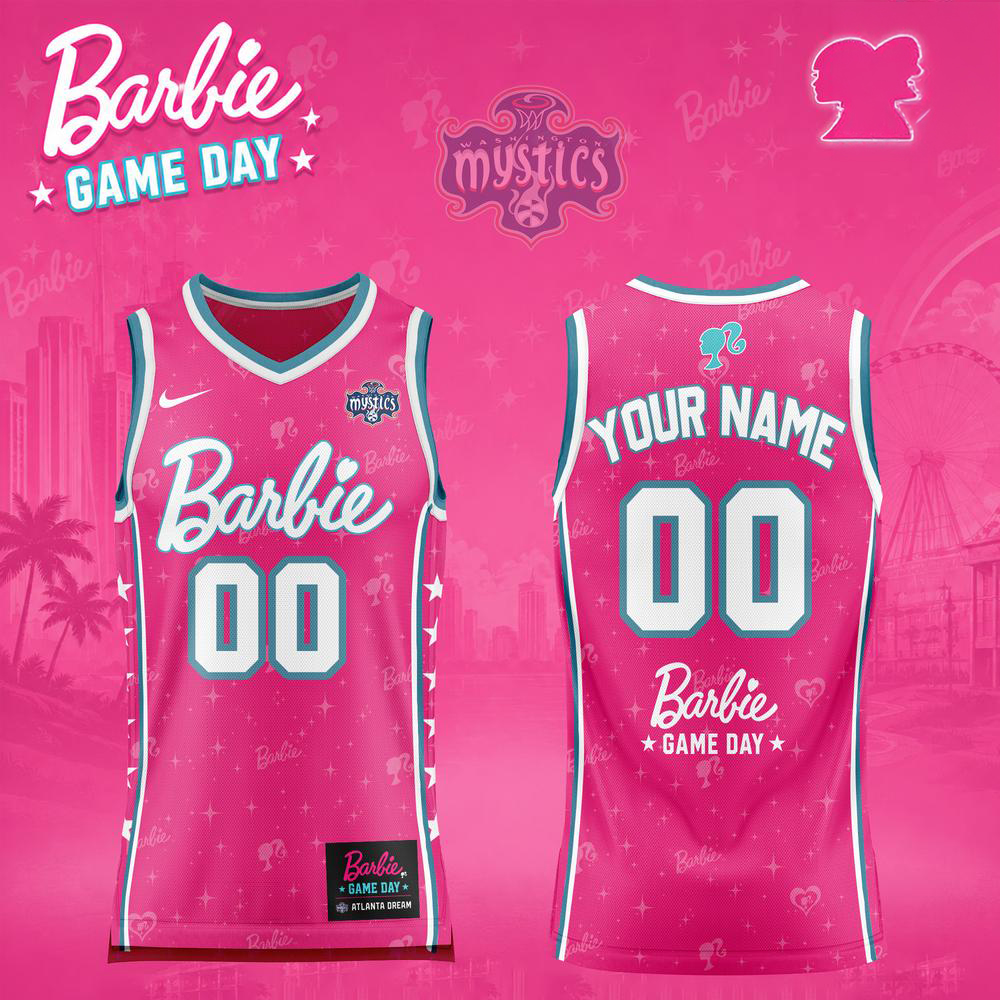 Washington Mystics Barbie Pink Basketball Jersey 2026