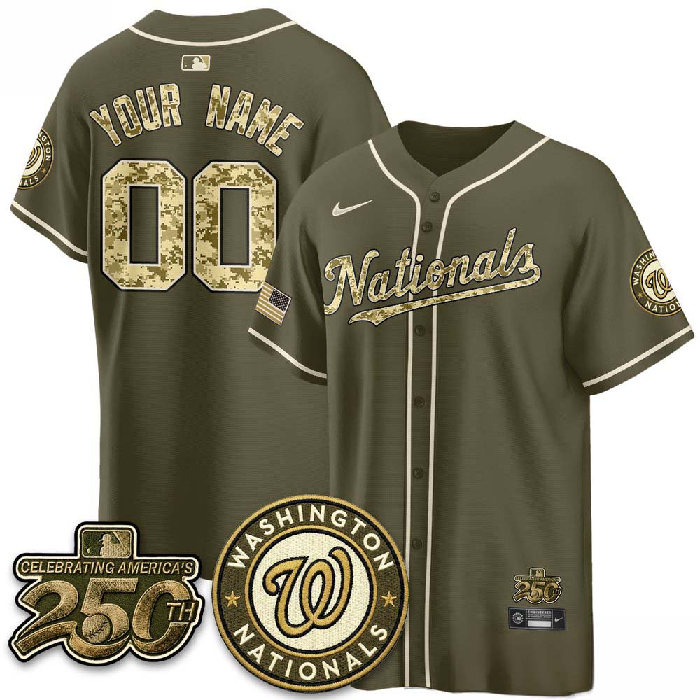 Washington Nationals Salute To Service 2026 Olive Custom Baseball Jersey 1 - Unicasport Washington Nationals Salute To Service 2026 Olive Custom Baseball Jersey