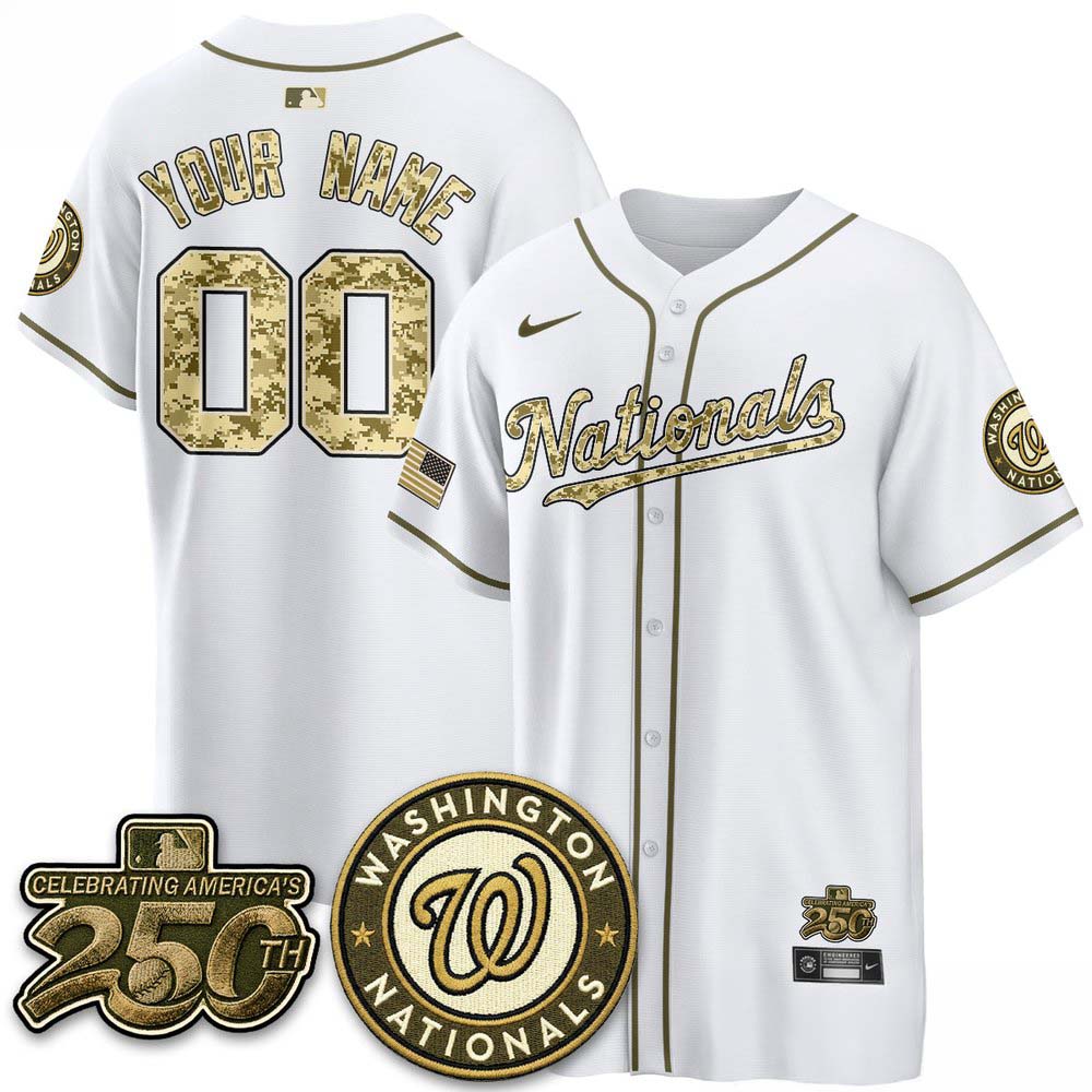 Washington Nationals Salute To Service 2026 White Custom Baseball Jersey 1 - Unicasport Washington Nationals Salute To Service 2026 White Custom Baseball Jersey
