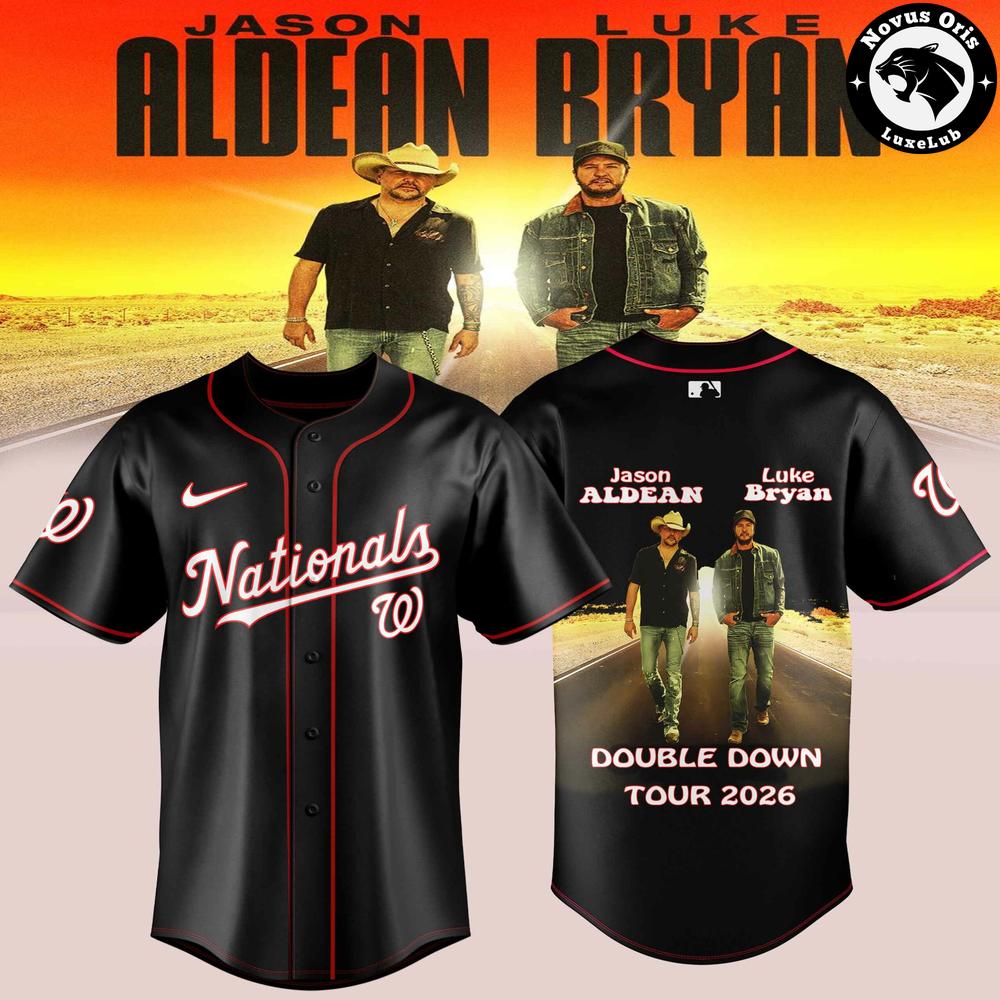 Washington Nationals x Jason Aldean Luke Bryan Double Down Tour 2026 Baseball Jersey 1 - Unicasport Washington Nationals x Jason Aldean Luke Bryan Double Down Tour 2026 Baseball Jersey