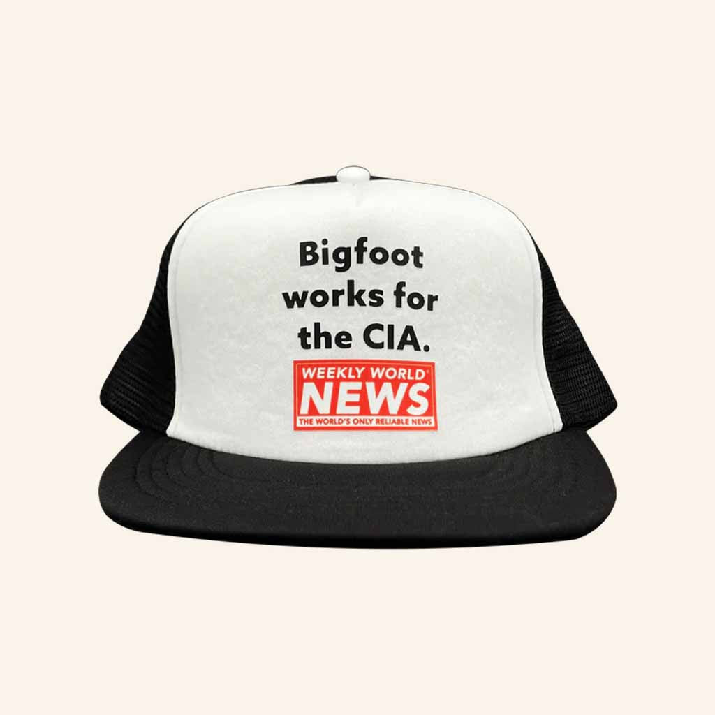 Weekly World News Merch Bigfoot Works For The CIA Snapback Trucker Hat Gifts For Him