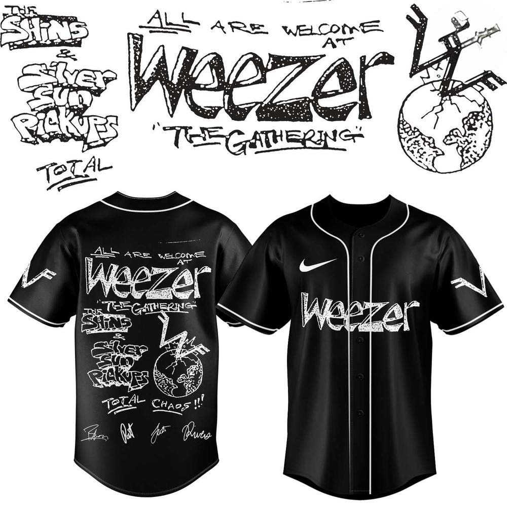 Weezer Sketch Artwork 2026 Black Baseball Jersey Collector Style 1 - Unicasport Weezer Sketch Artwork 2026 Black Baseball Jersey Collector Style
