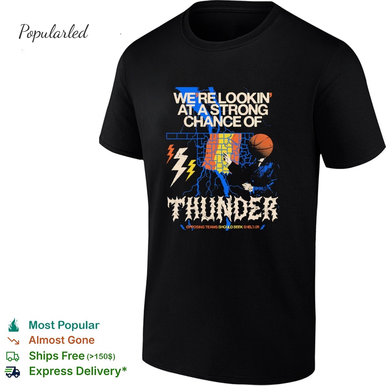 Were lookin at a strong chance of Oklahoma City Thunder opposing teams should seek shelter shirt