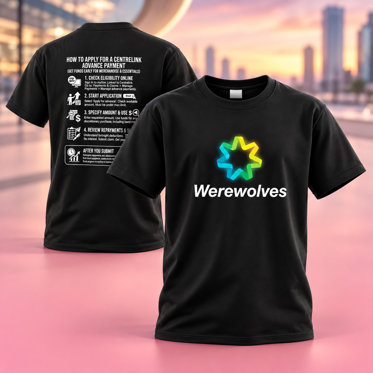 Werewolves Centrelink Advance Payment Guide TShirt