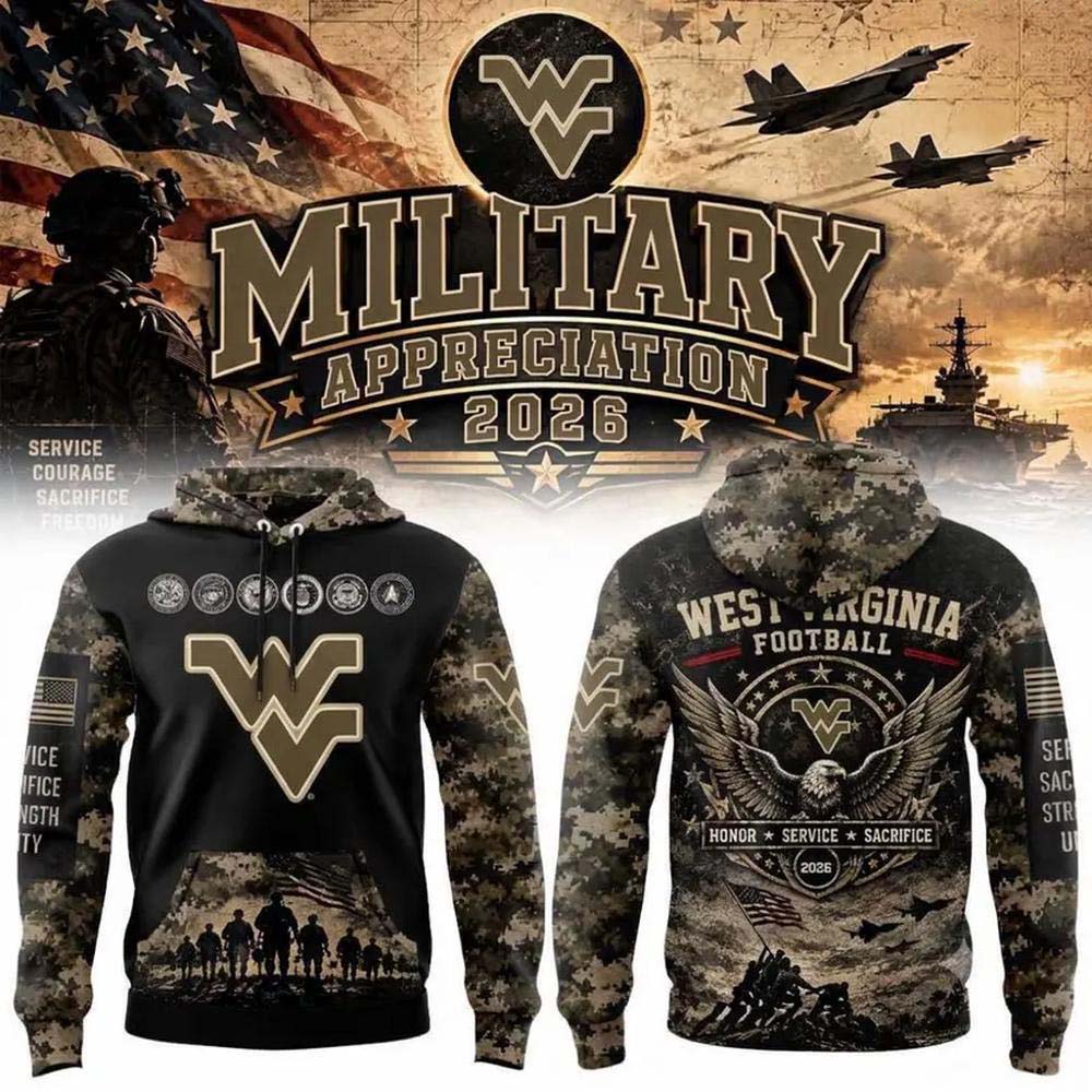 West Virginia Mountaineers Military Appreciation 2026 Camo Patriotic Pullover Hoodie
