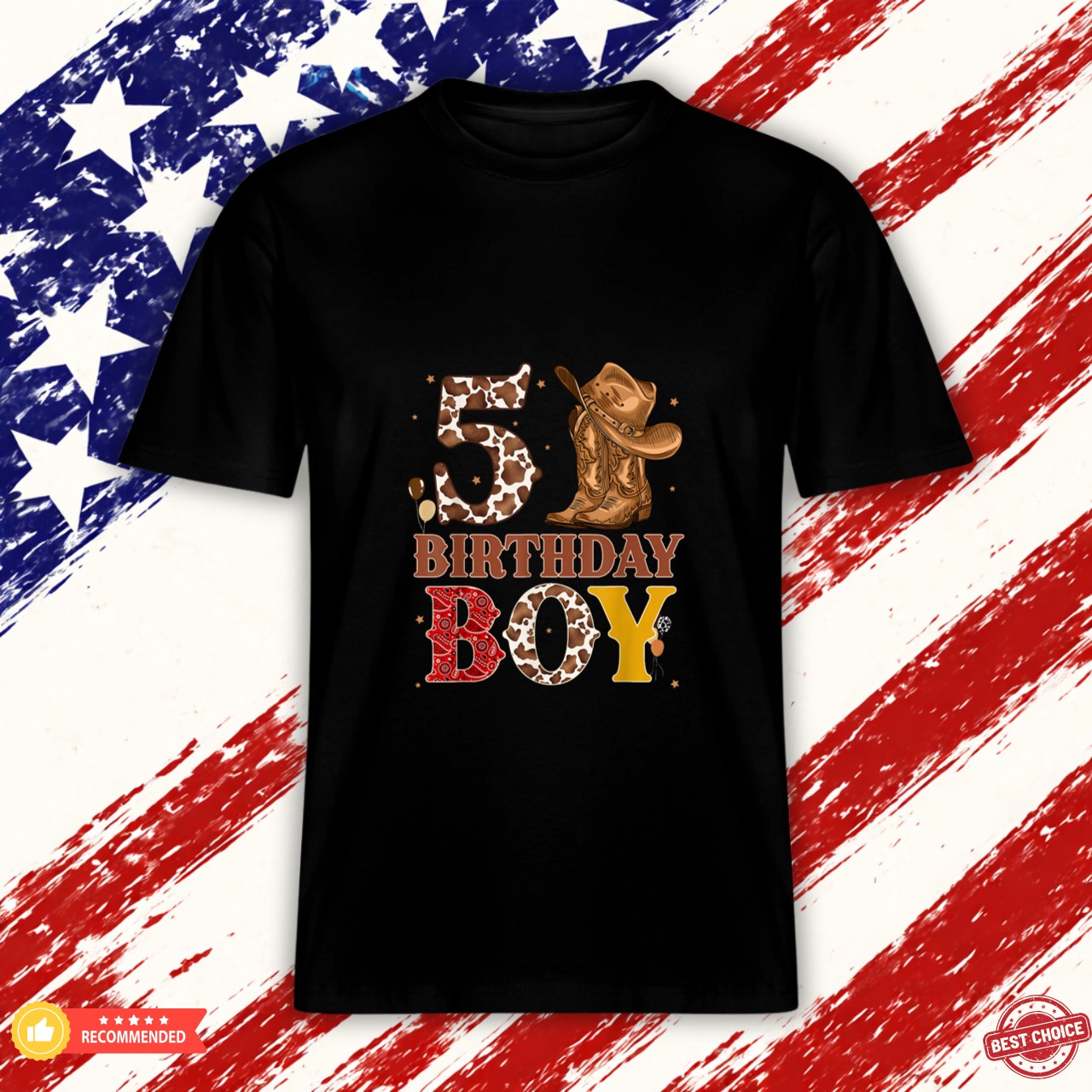 Western Rodeo It's My 5th Birthday Boy Cowboy 5 Year Old Graphic Shirt