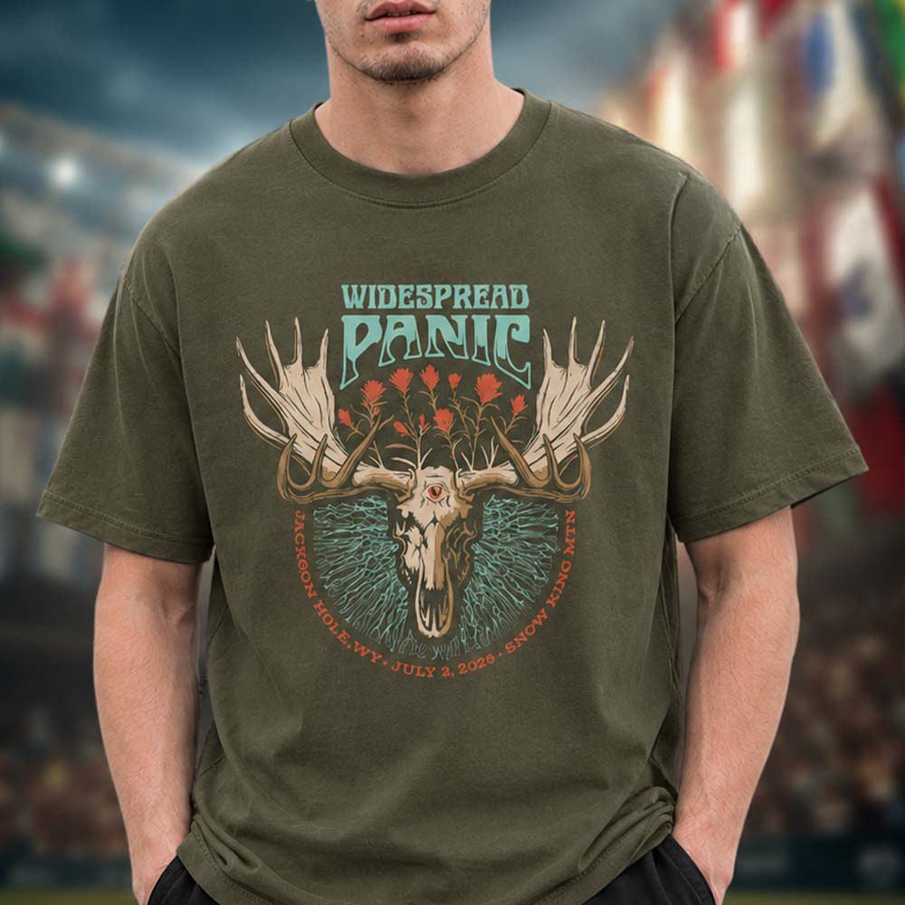Widespread Panic Concert T Shirt At Snow King Mountain In Jackson Hole WY On July 5 2026 Military Green Unisex T Shirt