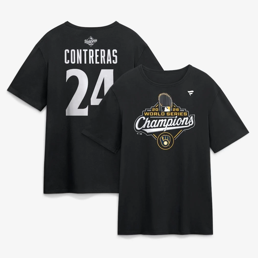 William Contreras Milwaukee Brewers 2026 World Series Champions Name Number 24 Two Sided Shirt
