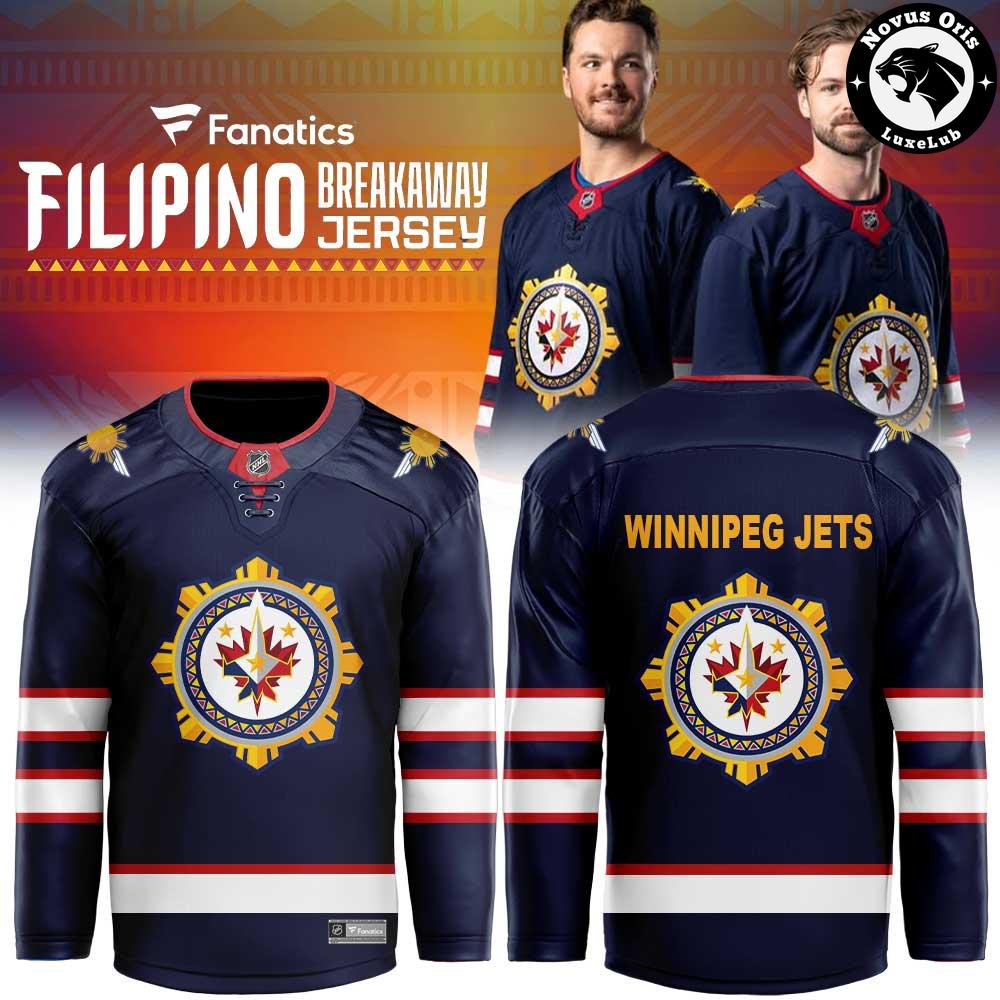 Winnipeg Jets Filipino Heritage Breakaway Navy Hockey Jersey 1 - Unicasport Winnipeg Jets Filipino Heritage Breakaway Navy Hockey Jersey