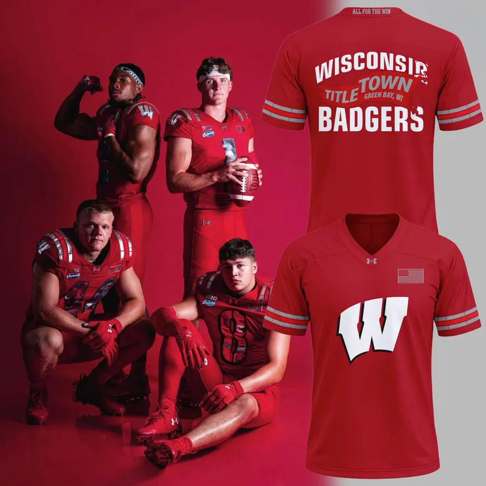 Wisconsin Badgers Red Title Town Lambeau Field Football Jersey