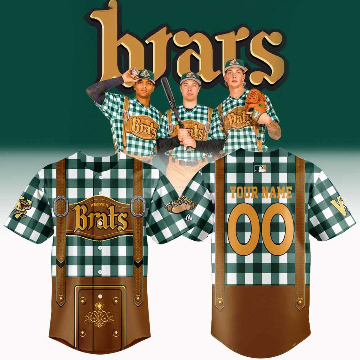Custom Rawlings Replica Jersey - Wisconsin Brats 1 - Unicasport Custom Rawlings Replica Jersey - Wisconsin Brats