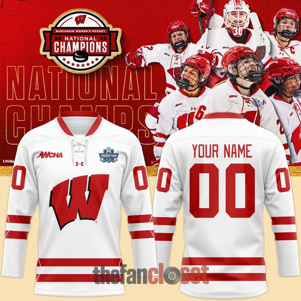 Wisconsin Badgers Women's Hockey National Champions Hockey Jersey