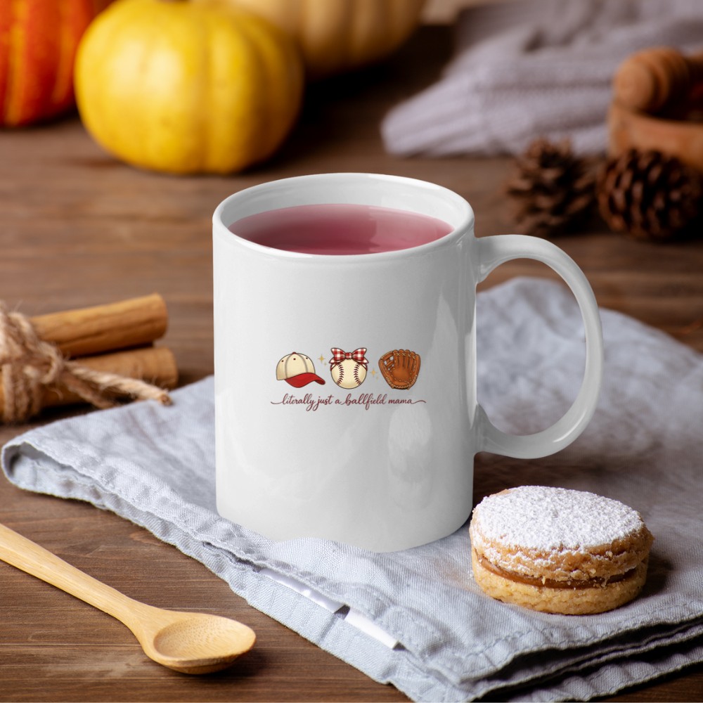 Women's Literally Just A Ballfield Mama Sports Softball Mothers Day Mug - Image 4