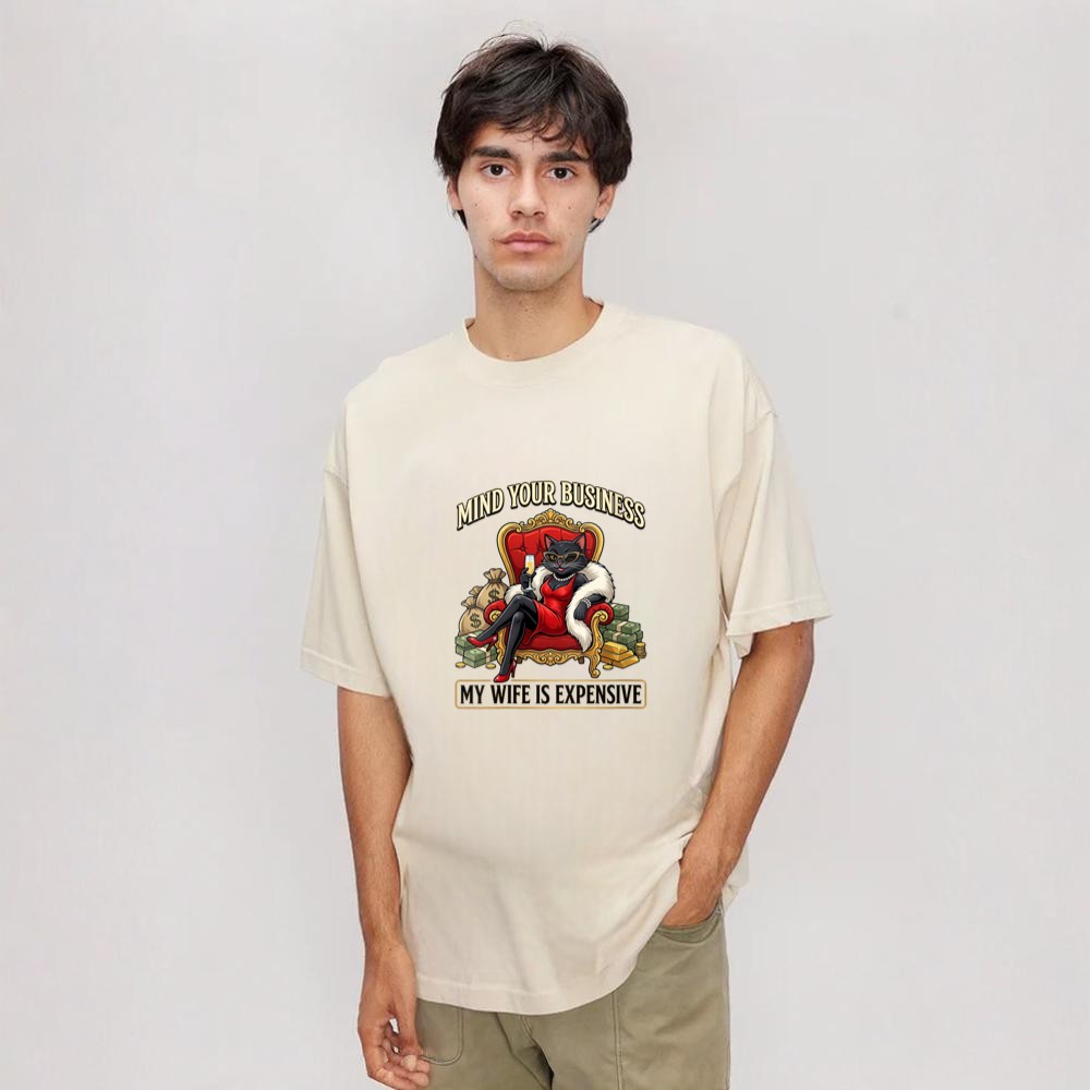 Women's Mind Your Business My Wife is Expensive Funny Black Cat Lady Shirt