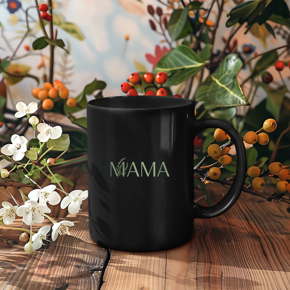Women's Minimalist Mama Tee Sage Green Mom Life Mug