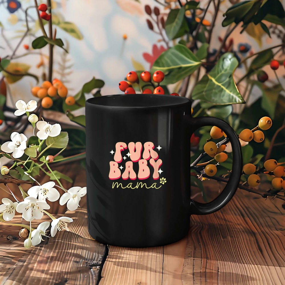 Womens Retro Fur Baby Mama Pregnancy Announcement Mug