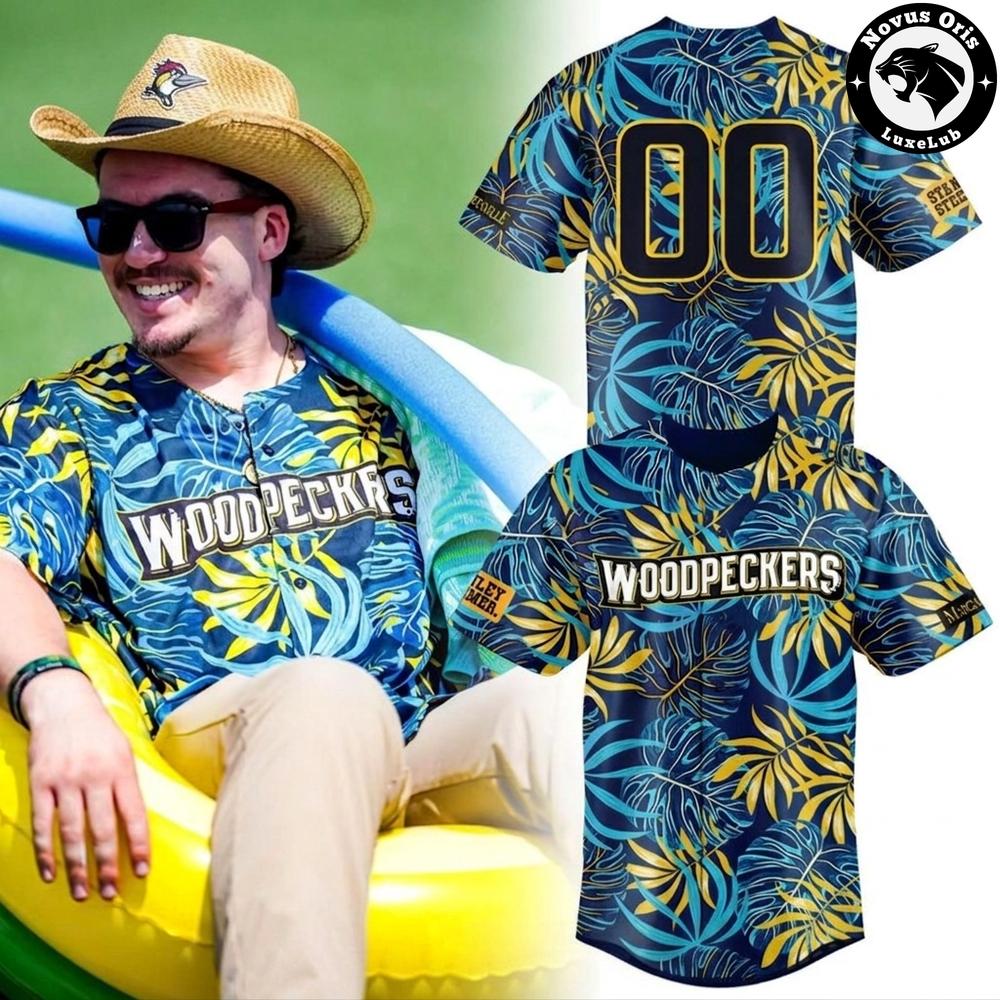 Woodpeckers Tropical Hawaiian Baseball Jersey 1 - Unicasport Woodpeckers Tropical Hawaiian Baseball Jersey