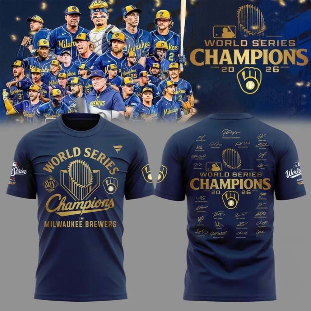 World Series Champions 2026 Milwaukee Brewers Navy T Shirt