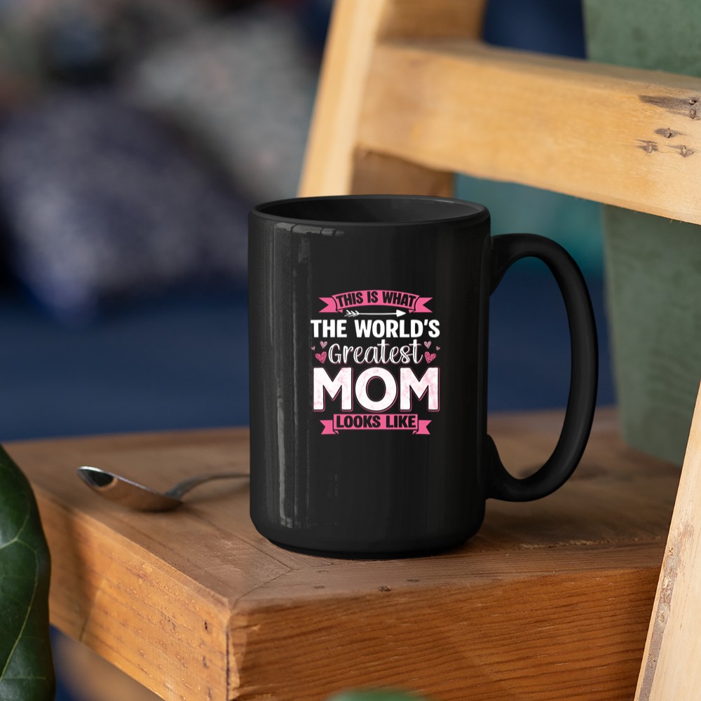Worlds Greatest Mom Mother’s Day Pink Hearts Proud Mama Mug - Image 3