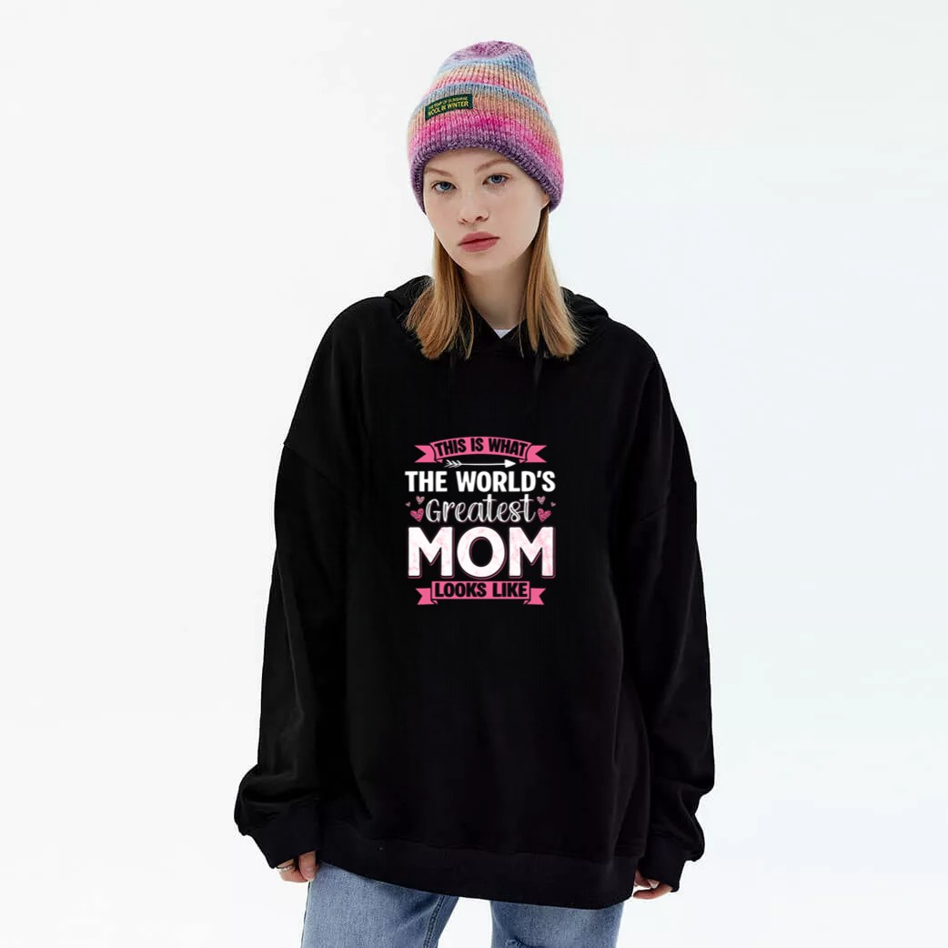 Worlds Greatest Mom Mother’s Day Pink Hearts Proud Mama Pullover Graphic Hoodie