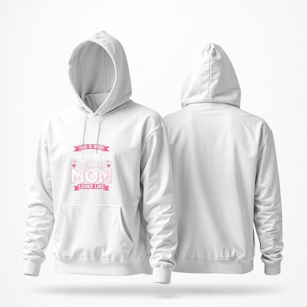 Worlds Greatest Mom Mother’s Day Pink Hearts Proud Mama Pullover Graphic Hoodie - Image 3