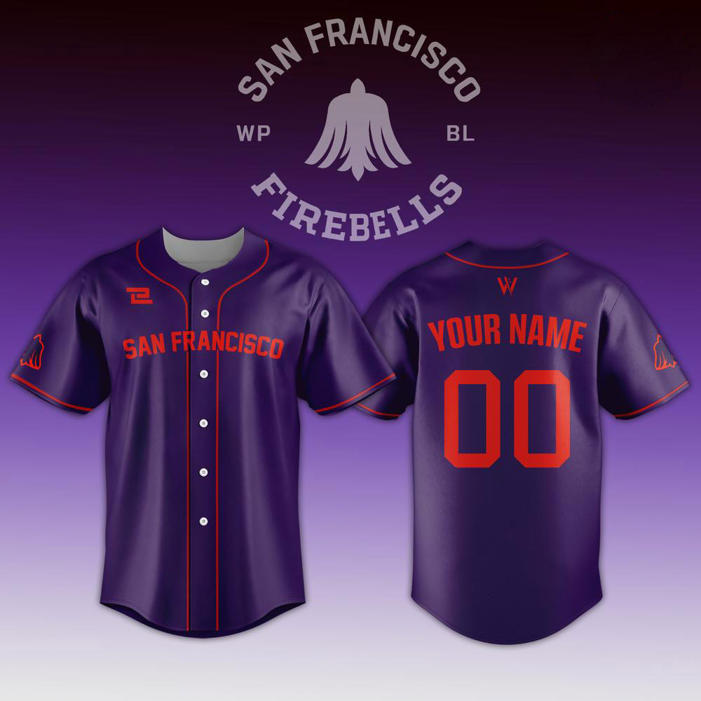 Personalized Purple WPBL San Francisco Firebells Baseball Jersey 1 - Unicasport Personalized Purple WPBL San Francisco Firebells Baseball Jersey