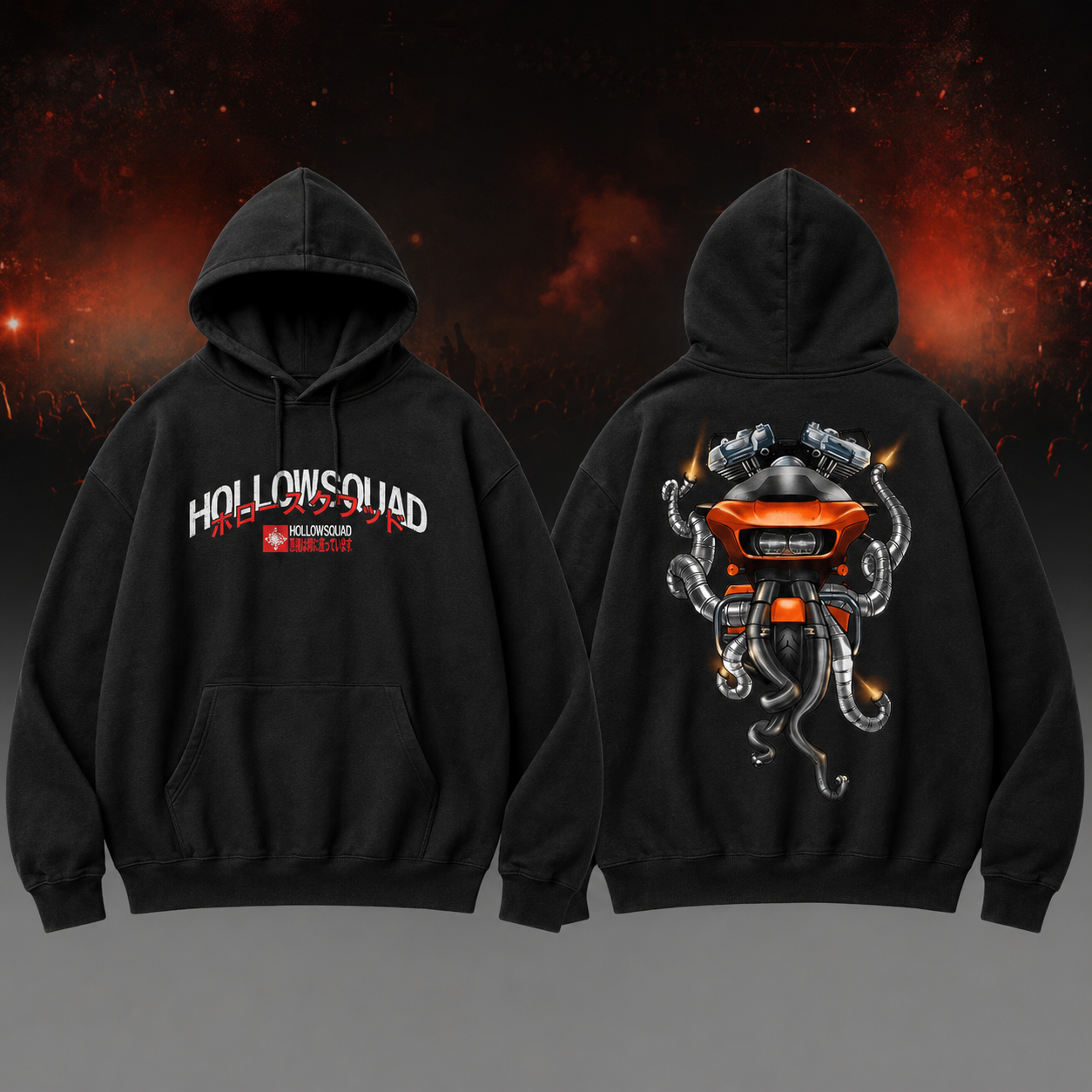 Xavier Wulf Hollow Squad Black Hoodie with Orange Car