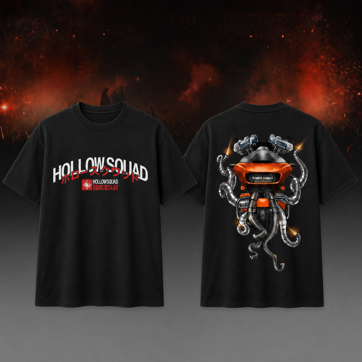 Xavier Wulf Hollow Squad Orange Car Black T-shirt