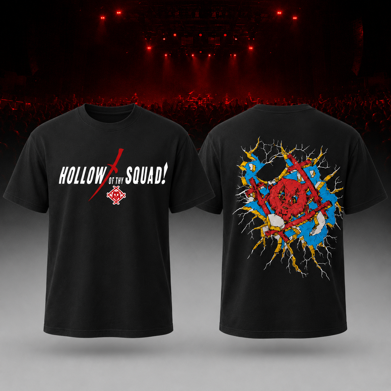 2026 Xavier Wulf Hollow Squad Red Blue Skull Tour T-shirt