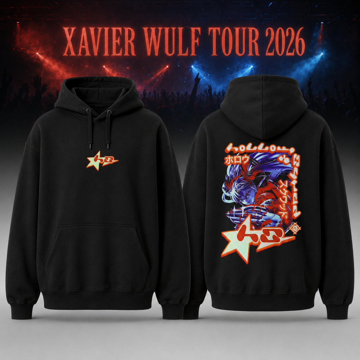 Xavier Wulf Hollow Squad Black S2K Multi Three-Panel Fleece Hoodie