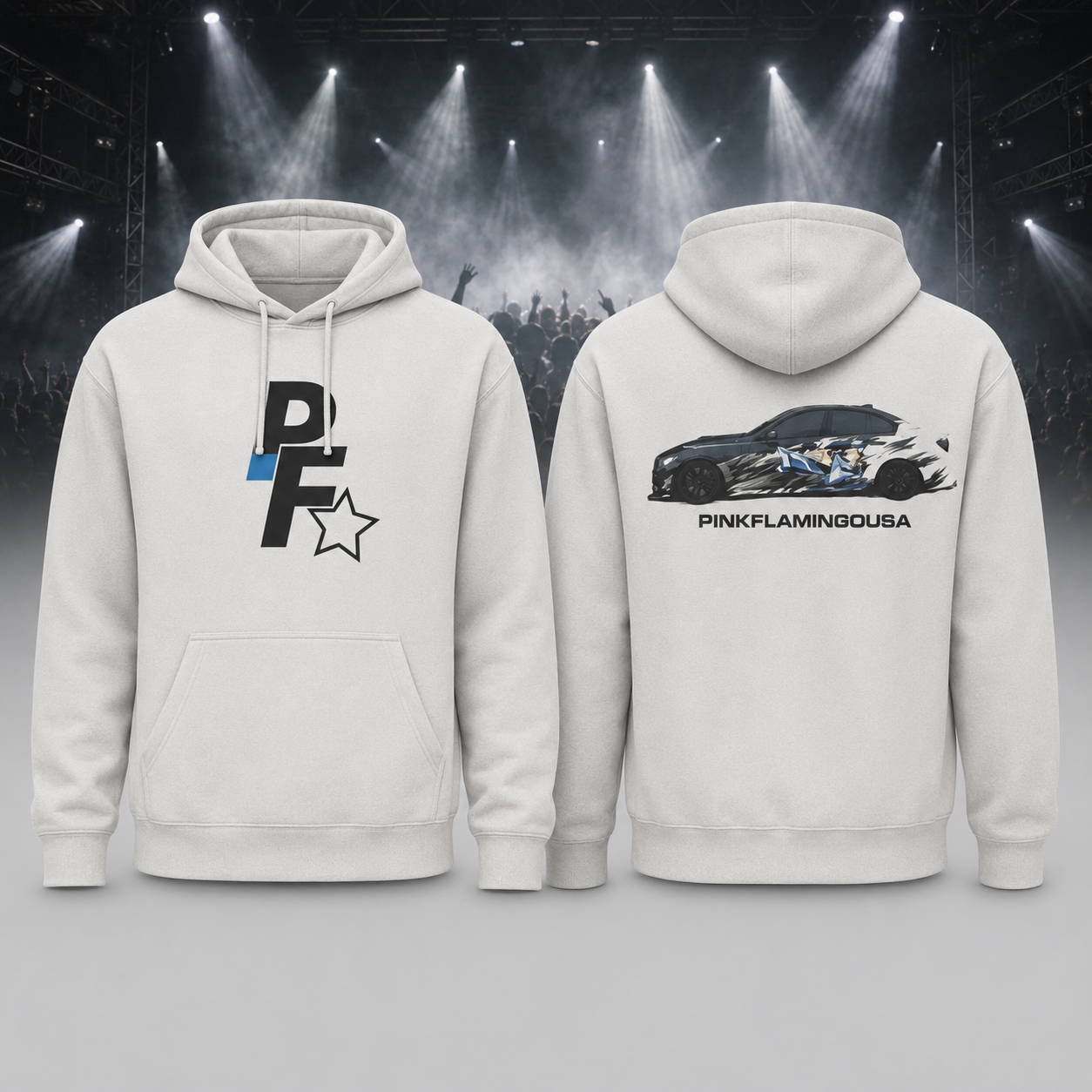 2026 Xavier Wulf Tour Pinkflamingousa Car White Hoodie