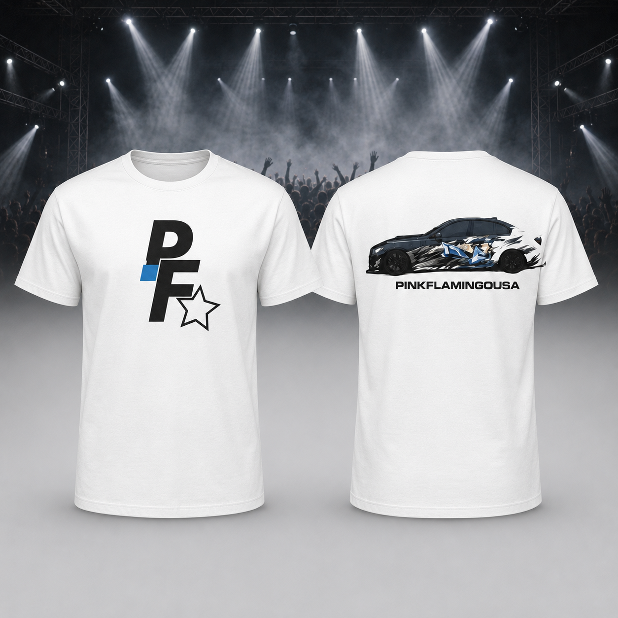 2026 Xavier Wulf Tour Car Pinkflamingousa White T-shirt