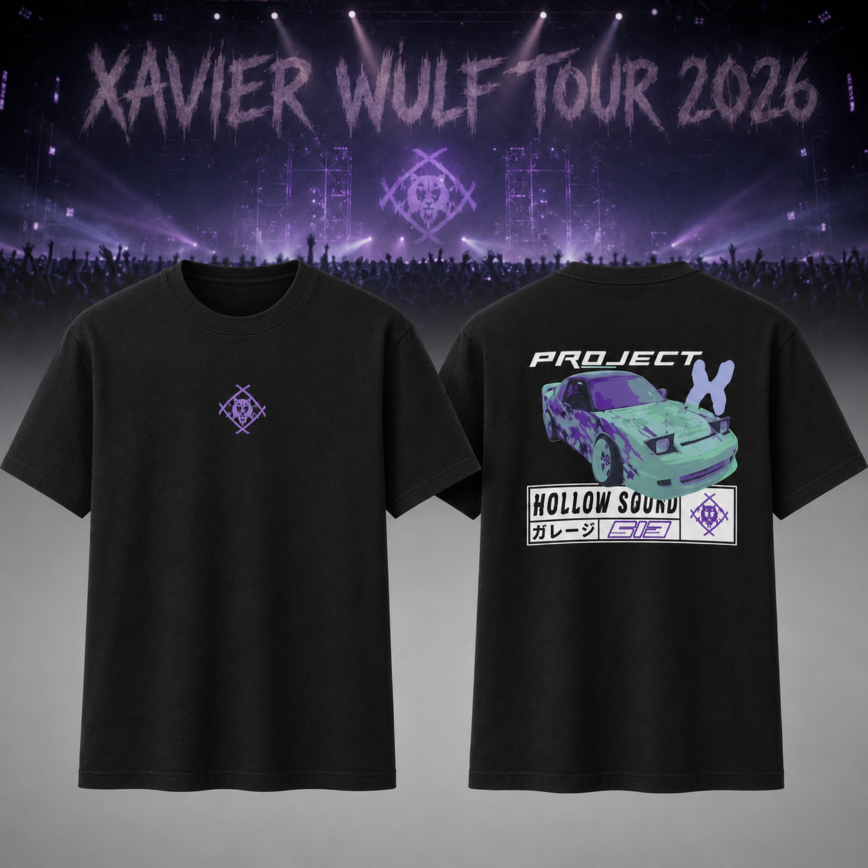 Xavier Wulf Hollow Squad Project Black T-shirt Tour 2026